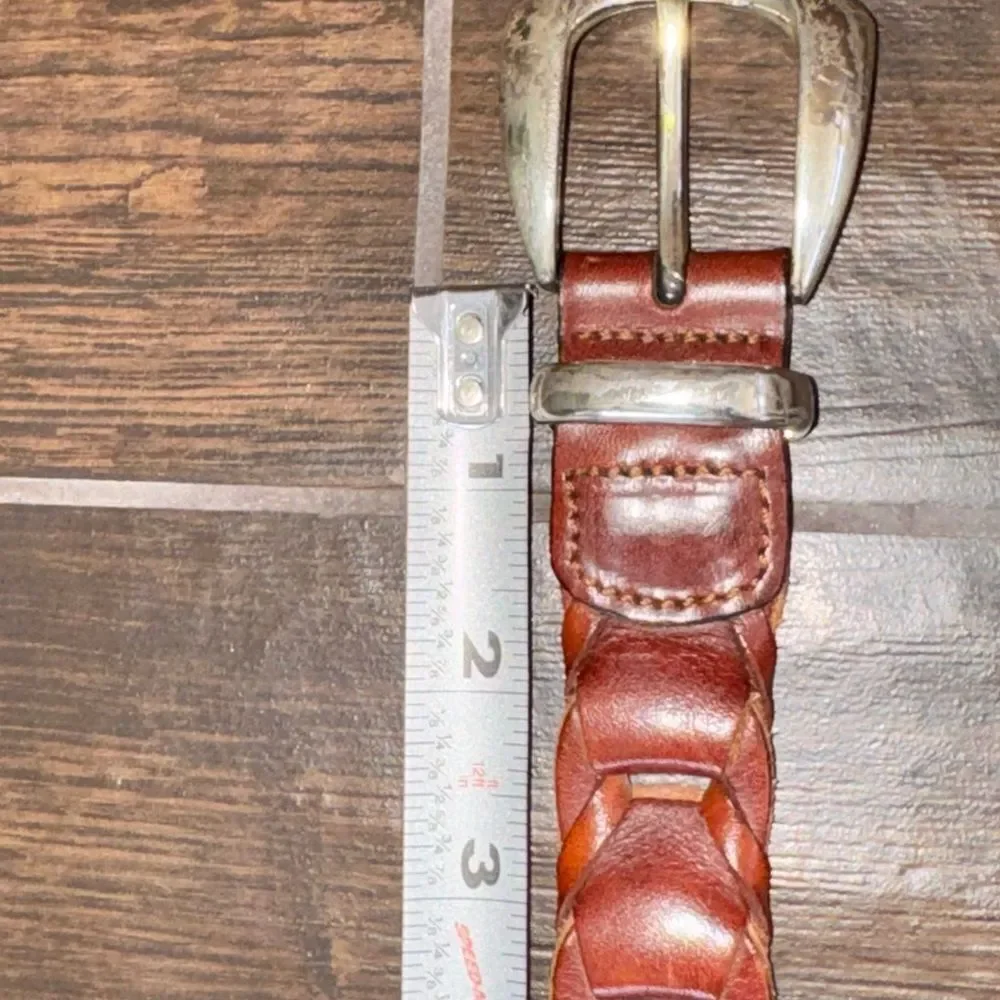 Braided Leather Belt with Silver Buckle fasten any point